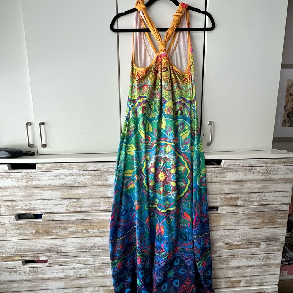 🌈 Boho Mandala Print Harem Jumpsuit Large Racerback Wide Leg - Picture 3 of 10
